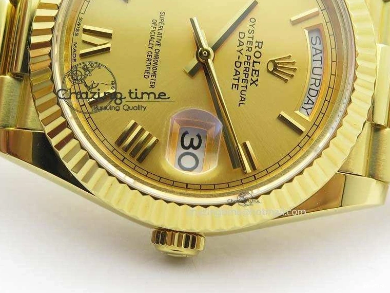MiroTime 0219 DayDate 40mm BP-Maker 228238 YG Wrapped Gold Roman Dial (Fluted Bezel) On YG Bracelet ETA Attractive 3848